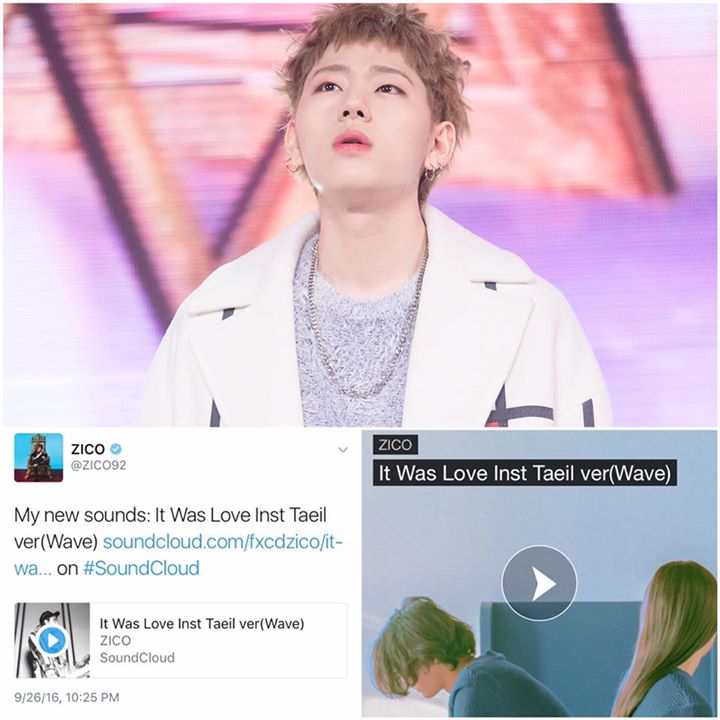 Trước khi xác nhận tin tức chia tay với AOA Seolhyun vào sáng nay, tối qua BLOCK B Zico đã tweet một bản Instrumental ca khúc "It Was Love" do chính mình sáng tác trước đây. 