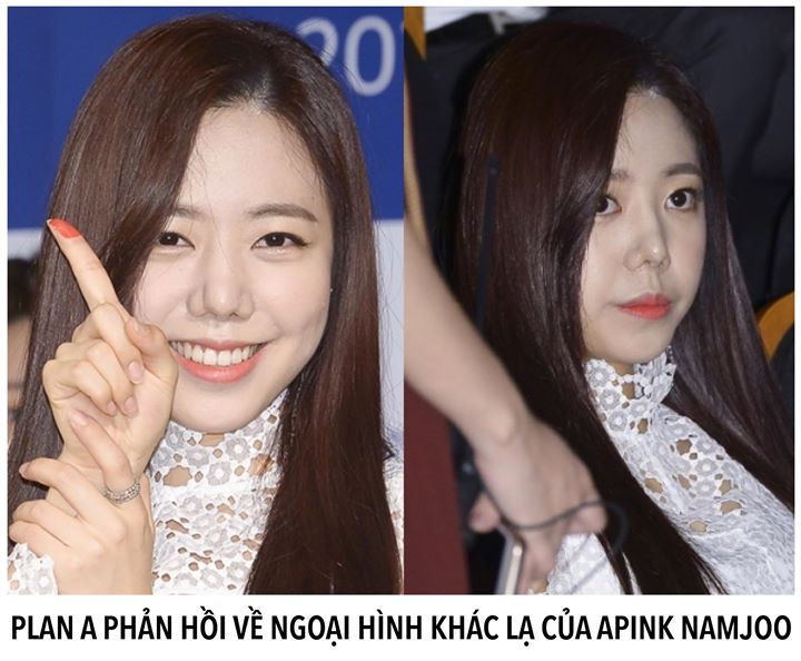 Trước những ý kiến trái chiều của các fan và cư dân mạng về việc Apink Namjoo đụng chạm dao kéo khi cô xuất hiện trong buổi họp báo sáng nay, Plan A từ chối trả lời giới truyền thông và cho biết: “Chúng tôi không có gì để nói.”