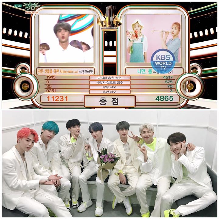 BTS thắng chiếc cúp đầu tiên cho “Boy With Luv” trước Bolbbalgan4 trên Music Bank