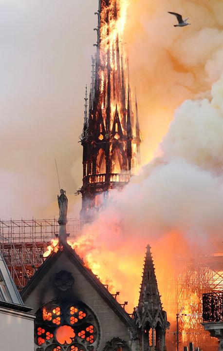 Bài báo: Đỉnh tháp sụp đổ trong một giờ đồng hồ... Vụ hỏa hoạn ở Nhà thờ Đức Bà Paris