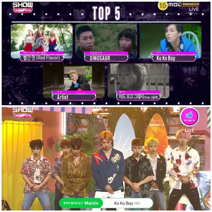 MBC thông báo EXO đã thắng cúp Show Champion hôm nay trước Red Velvet, AKMU? Block B Zico và Heize 