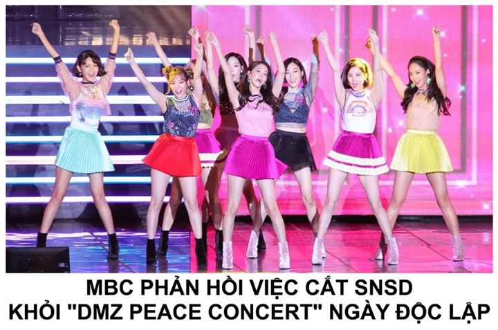 Sau khi Sone giận dữ yêu cầu giải thích, MBC cho biết: "SM đã yêu cầu chúng tôi biên tập SNSD khỏi DMZ Concert ngày 15/8 vì một số vấn đề không rõ ràng. Sau khi hai bên thảo luận chi tiết, họ quyết định cắt phần trình diễn của SNSD. Xin hãy bình tĩnh và h