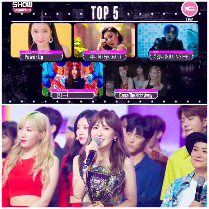 No.1 trên Show Champion tuần này tiếp tục thuộc về Red Velvet. Wendy đại diện cho nhóm nhận cúp