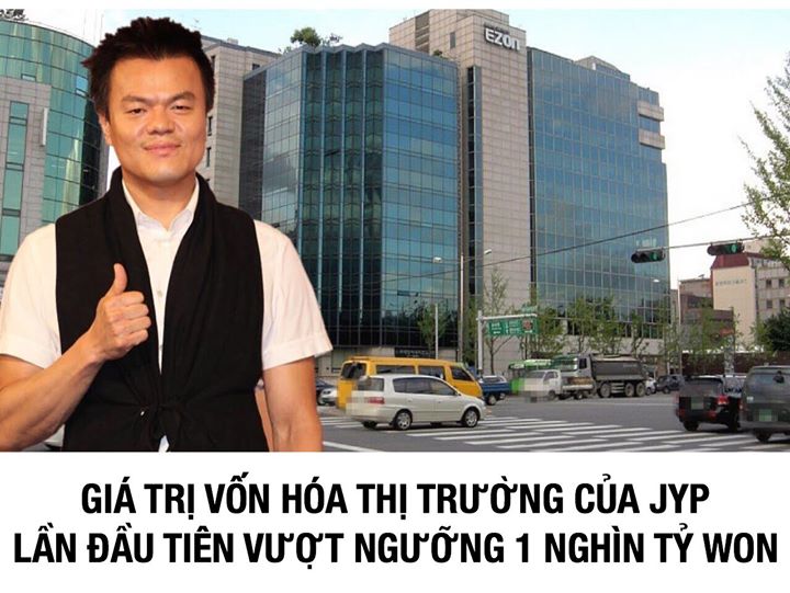 JYP Entertainment tiếp tục cho thấy sự tăng trưởng đầy ấn tượng vào chiều ngày 22/08 khi giá trị vốn hóa thị trường đạt mức 1017,7 tỷ won (khoảng 909,4 triệu đôla) lần đầu tiên kể từ khi công ty được niêm yết trên KOSDAQ - thị trường chứng khoán điện tử t