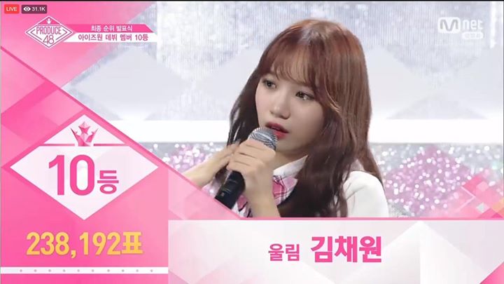 Hạng 10 của #PRODUCE48 là Woollim Kim Chaewon
