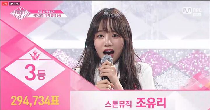 Stone Music Jo Yuri debut với hạng 3 #PRODUCE48