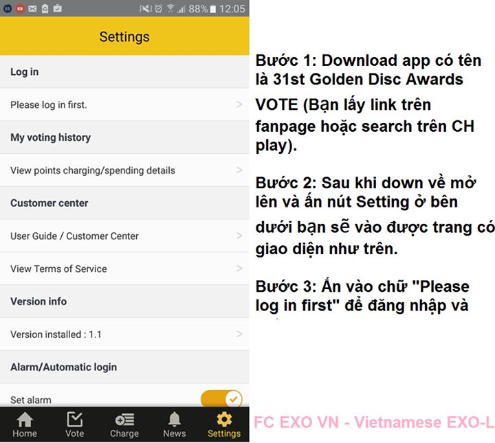 HƯỚNG DẪN VOTE CHO EXO TẠI GDA LẦN THỨ 31.