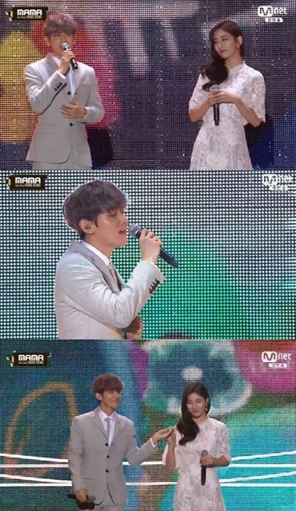 Bài báo: '2016 MAMA' Baekhyun x Suzy lần đầu tiên tiết lộ sân khấu 'Dream' 'mật đong đầy đôi mắt'