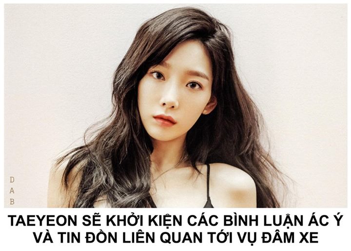 SM xác nhận Taeyeon đã xin lỗi các bên liên quan và đang làm việc với công ty bảo hiểm để bồi thường thiệt hại. Ngoài ra công ty đang thu thập những tin đồn vô căn cứ và bình luận ác ý, mang tính công kích cá nhân lan truyền trên Internet sau vụ đâm xe để