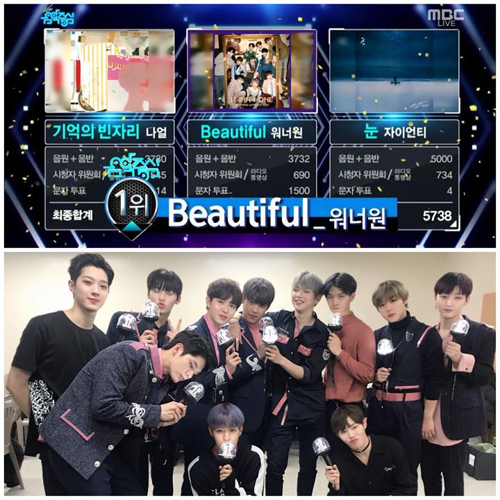 WANNA ONE tiếp tục thắng c&uacute;p thứ 8 cho &ldquo;Beautiful&rdquo; sau khi gi&agrave;nh Triple Crown tr&ecirc;n Music Core tuần trước. Vượt qua hai đề cử c&ograve;n lại l&agrave; Zion. T v&agrave; Naul 