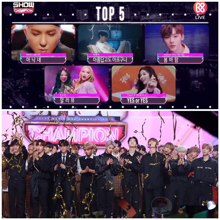 Wanna One ẵm hạng nhất Show Champion tuần thứ 2 liên tiếp trước WINNER Mino, BTOB, EXID và TWICE