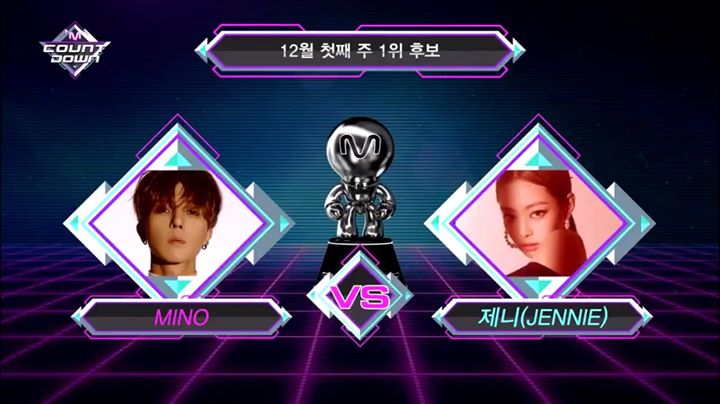 Mino thắng cúp đầu trước Jennie trên M! Countdown