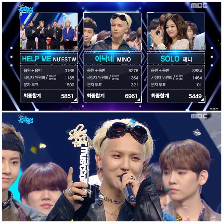 WINNER Mino thắng cúp tuần trên Music Core