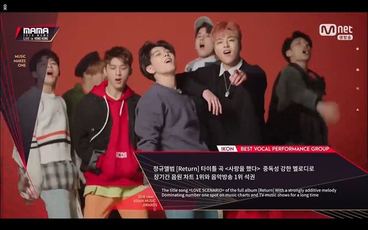 iKON “Love Scenario” được thông báo thắng giải Best Vocal Performance Group tại #MAMA2018