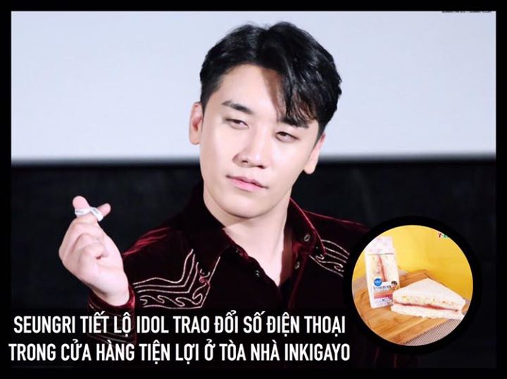 Chuyền giấy nhắn hay ghi trên chai nước là xưa lắc rồi, Seungri tiết lộ trên show “I Will Channel You” của chính đài SBS rằng cửa hàng tiện lợi tầng 4 là nơi có nhiều chuyện thú vị xảy ra. Idol có thể bóc vỏ bánh sandwich Inkigayo và viết số điện thoại củ