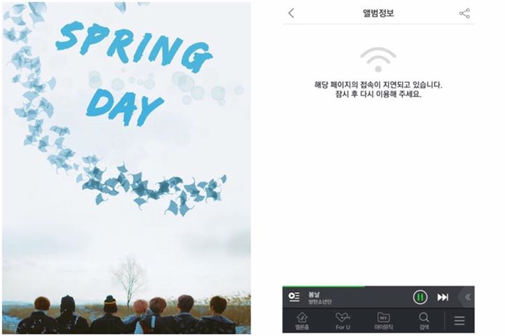 MelOn gặp lỗi vì ’Spring Day’ của BTS