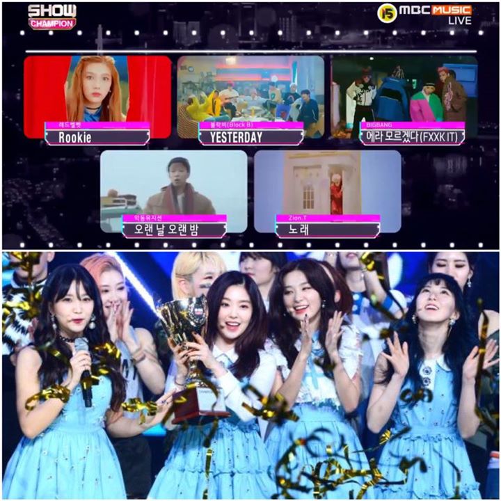 Red Velvet đã giành chiếc cúp thứ 6 cho "Rookie" trên Show Champion hôm nay trước Block B, Big Bang, AKMU và Zion.T