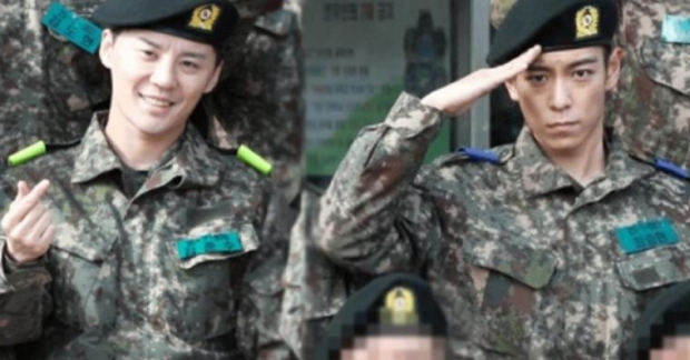 Những h&igrave;nh ảnh đầu ti&ecirc;n của T.O.P v&agrave; Junsu trong bộ qu&acirc;n phục
