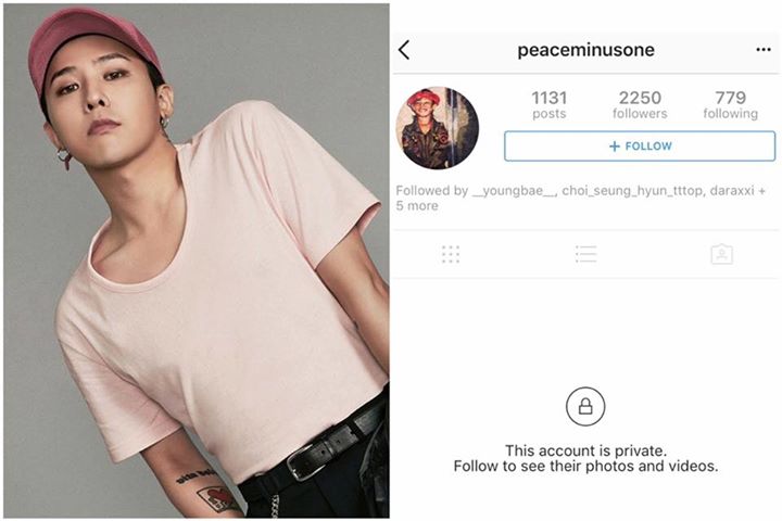 News: G-Dragon đã mở lại tài khoản Instagram 'peaceminusone', đặt ở chế độ riêng tư và đang dần xoá bớt lượng người theo dõi.