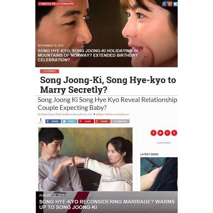 News: Công ty của Song Joong Ki và Song Hye Kyo phủ nhận tin đồn làm đám cưới và có bầu ở nước ngoài