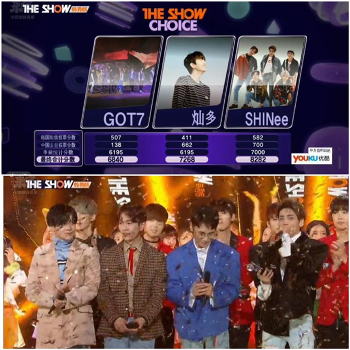 SHINee đã giành cúp trên The Show tuần này trước GOT7 và B1A4 Sandeul #1of11stWin 