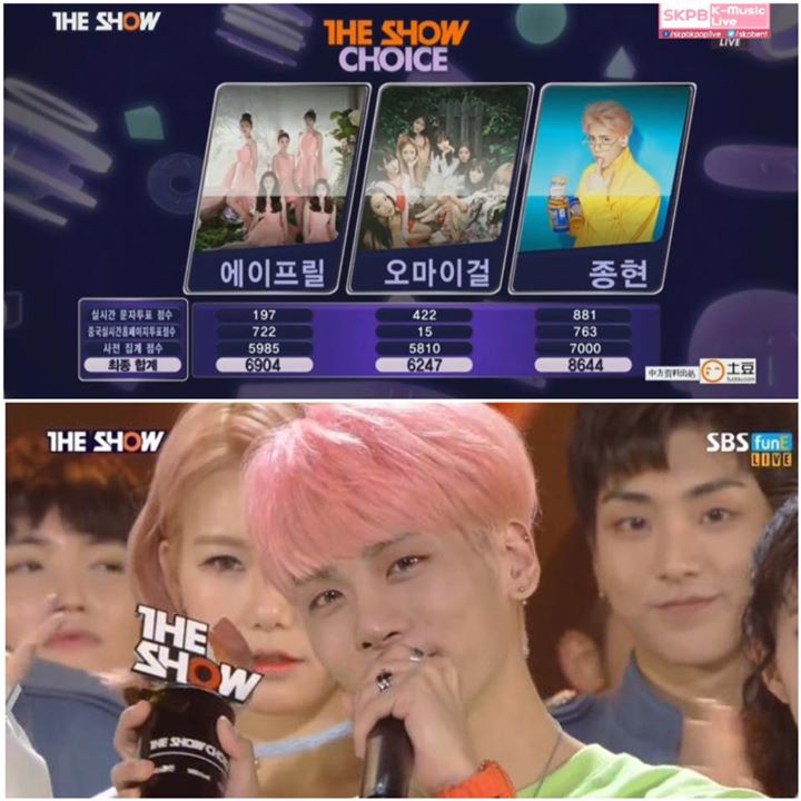 Chúc mừng SHINee Jonghyun giành chiến thắng trên SBS MTV The Show hôm nay trước APRIL và OH MY GIRL 