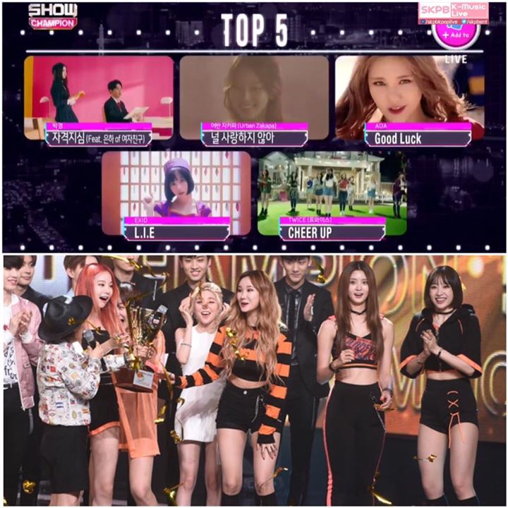 Chúc mừng EXID giành chiến thắng trên Show Champion hôm nay trước TWICE, AOA, BlOCK B Park Kyung - GFRIEND Eunha & URBAN ZAKAPA 