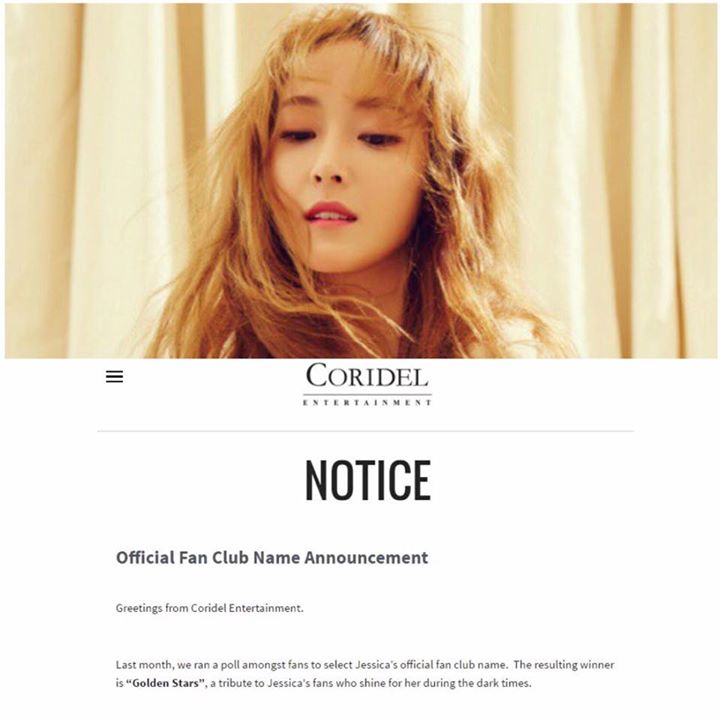 News: Fan Club của Jessica chính thức có tên là "Golden Stars" - theo lời Coridel là "Những ngôi sao soi sáng cho cô ấy trong khoảng thời gian tăm tối."