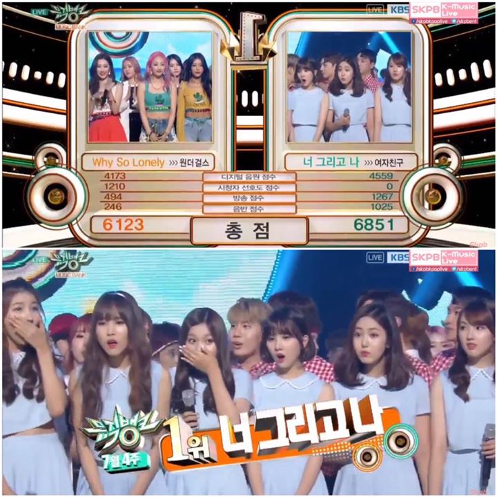 Chúc mừng "Navillera" của GFRIEND tiếp tục giành chiến thắng trước "Why So Lonely" của Wonder Girls trên KBS Music Bank tuần này!
