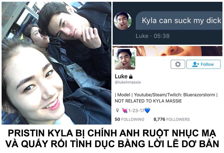 Luke H. Massie, anh trai ruột của PRISTIN Kyla, trước đây đã nhiều lần thể hiện sự quan tâm và yêu thương Kyla trên Twitter. Tuy nhiên mới đây Luke tiết lộ mình đã xung đột với bố mẹ và em gái, dẫn tới bị đuổi khỏi nhà do Kyla mách bố mẹ việc bạn gái mình