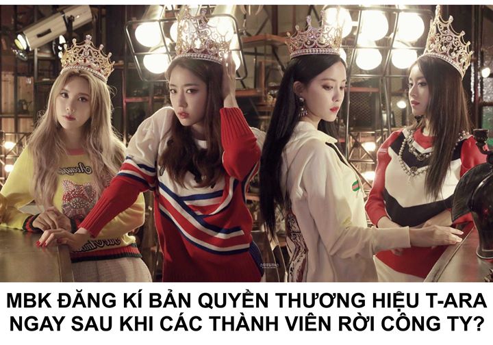 Dựa theo thông tin trên trang web của Văn phòng Sở hữu trí tuệ Hàn Quốc, MBK Entertainment đã nộp đơn đăng kí thương hiệu T-Ara vào ngày 28/12/2017. Nếu được chấp nhận, T-Ara sẽ trở thành thương hiệu riêng của MBK Entertainment, nghĩa là các thành viên sẽ