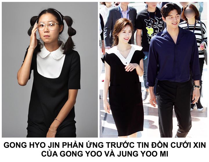 Gong Hyo Jin, người c&ugrave;ng c&ocirc;ng ty với Gong Yoo v&agrave; Jung Yoo Mi đ&atilde; v&agrave;o comment tr&ecirc;n Instagram của CEO Soop Management. Đ&oacute; l&agrave; ảnh chụp m&agrave;n h&igrave;nh b&agrave;i đăng online tung tin đồn hai diễn vi&ecirc;n sẽ kết h&ocirc;n ở kh&aacute;ch sạn Shilla k&egrave;m caption của CEO: &ldquo;H&atilde;y gặp nhau sớm nh&eacute;