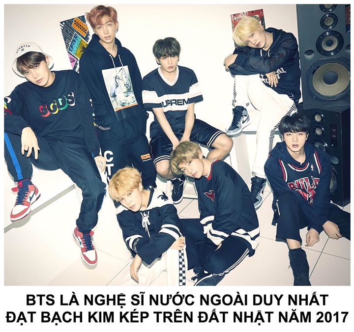 Hiệp hội Công nghiệp thu âm Nhật Bản cho biết single tiếng Nhật “MIC Drop/DNA/Crystal Snow” của BTS đã tẩu tán được hơn 500,000 bản - chính thức được chứng nhận là Bạch Kim kép (Double Plantium). Đây là sản phẩm âm nhạc duy nhất của nghệ sĩ nước ngoài tro