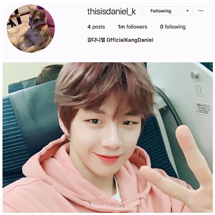 Kang Daniel trở thành nhân vật có tài khoản Instagram đạt 1 triệu lượt theo dõi nhanh nhất thế giới chỉ sau 11 tiếng 35 phút lập. Phá kỷ lục của Giáo hoàng Pope Francis năm 2016 - người đạt 1 triệu trong 12 tiếng.