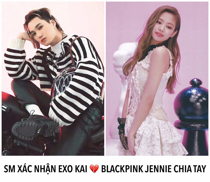 SM Entertainment xác nhận EXO Kai và BLACKPINK Jennie đã chia tay. Tuy nhiên họ không tiết lộ lý do cụ thể cũng như thời điểm cặp đôi kết thúc mối quan hệ.