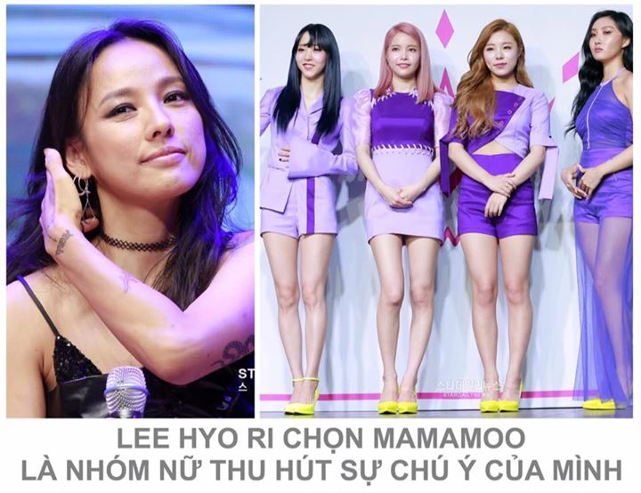 Tại họp b&aacute;o ra mắt album mới "Black", Lee Hyo Ri chia sẻ: "MAMAMOO c&oacute; một nguồn năng lượng đặc biệt tr&ecirc;n s&acirc;n khấu. Đ&oacute; l&agrave; thứ trời sinh chứ kh&ocirc;ng thể n&agrave;o tập luyện m&agrave; ra được. Chỉ cần nh&igrave;n v&agrave;o &aacute;nh mắt họ, t&ocirc;i đ&atilde; c&oacute; thể thấy t&agrave;i năng trong đ&oacute;. T&ocirc;i rất ấn tư