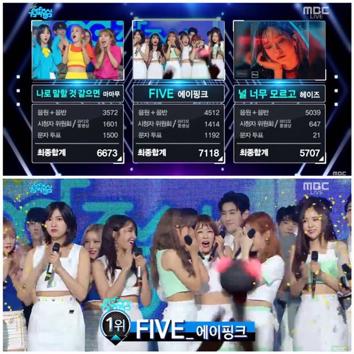 Apink đã thắng #1 trên Music Core hôm nay trước MAMAMOO "Yes I Am" và Heize "You Clouds Rain"