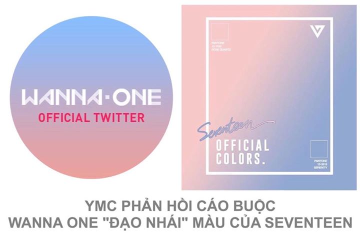 Sau khi một số fan cho rằng WANNA ONE đ&atilde; copy m&agrave;u ch&iacute;nh thức của SEVENTEEN - Rose Quartz v&agrave; Serenity th&igrave; đại diện đến từ YMC khẳng định: &ldquo;M&agrave;u ch&iacute;nh thức d&agrave;nh cho Wanna One vẫn chưa được lựa chọn. M&agrave;u sắc hiện tại được đăng tải tr&ecirc;n những t&agrave;i khoản SNS của