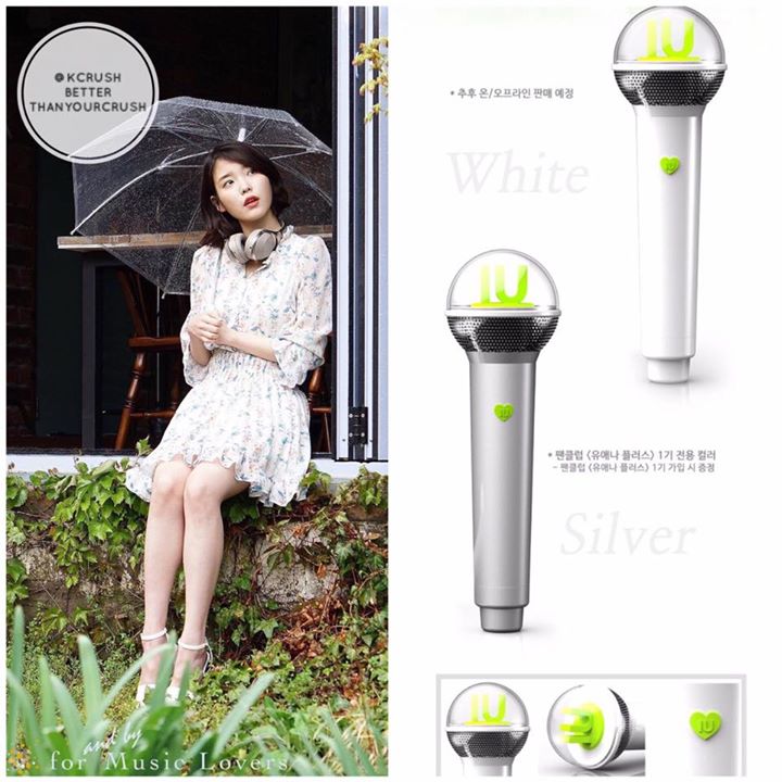 IU ra mắt lightstick chính thức hình chiếc mic sau gần 10 năm ca hát. Với hai phiên bản bạc và trắng, chiếc lightstick sẽ phát ra ánh sáng màu vàng neon.