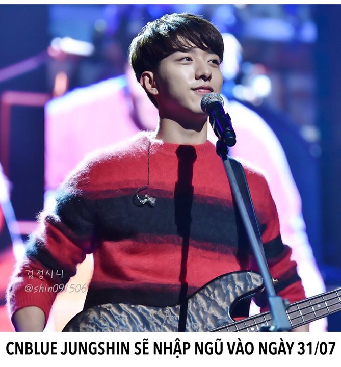 FNC xác nhận tay bass của CNBLUE sẽ phục vụ tại ngũ. Dự kiến Jungshin sẽ xuất ngũ vào 30/04/2020.