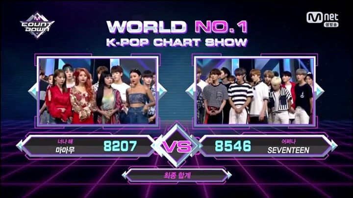 SEVENTEEN thắng MAMAMOO với điểm số sít sao trên M! Countdown 