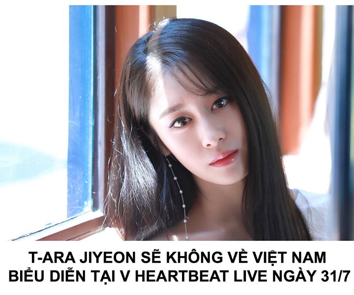 Vì lý do sức khỏe, Jiyeon không thể biểu diễn tại V HEARTBEAT LIVE ngày 31/7 và gửi lời xin lỗi chân thành tới khán giả Việt Nam.