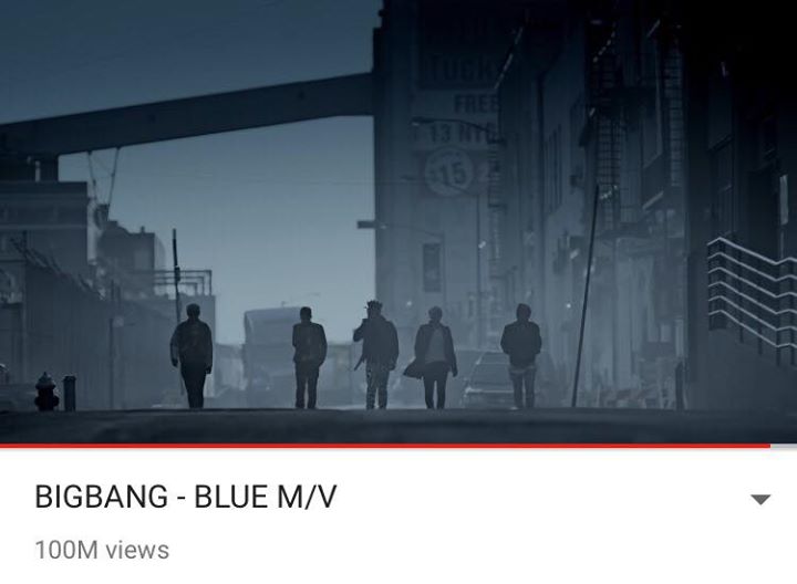 MV "Blue" của Big Bang đã cán mốc 100 triệu views từ 3 tiếng trước nhưng không thấy YG Entertainment đăng thông báo chúc mừng như mọi khi. Lyric bài "Blue": "Anh hát lên khúc nhạc buồn, đã thấm vào những giọt sầu, quyện vào nỗi u buồn xót xa..." 