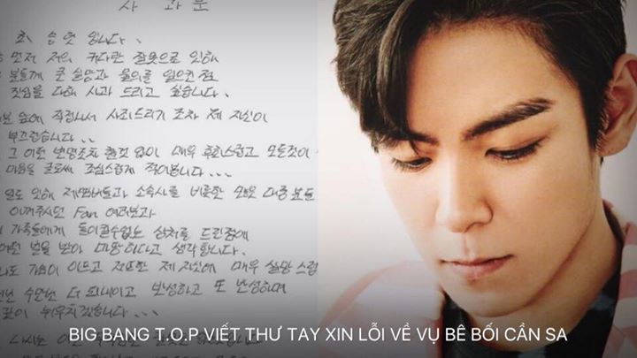 Ng&agrave;y 4/6 YG Entertainment đăng l&aacute; thư tay của T.OP: