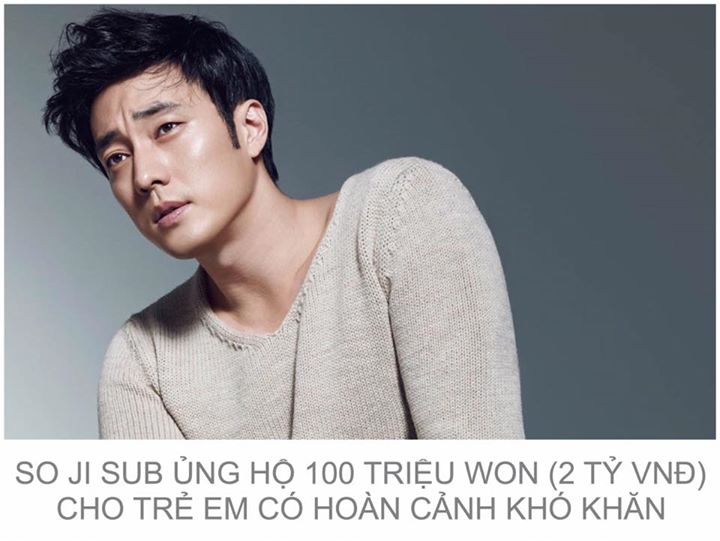 So Ji Sub đ&atilde; d&agrave;nh to&agrave;n bộ số tiền lợi nhuận từ tour fanmeeting Ch&acirc;u &Aacute; cho tổ chức từ thiện Good Neighbors để gi&uacute;p đỡ c&aacute;c c&ocirc; b&eacute; sống trong gia đ&igrave;nh c&oacute; thu nhập thấp, v&agrave; c&aacute;c trẻ em đang tiếp nhận trị liệu v&igrave; nạn bạo h&agrave;nh. Nam diễn vi&ecirc;n cũng g&oacute;p mặt trong &lsquo;T