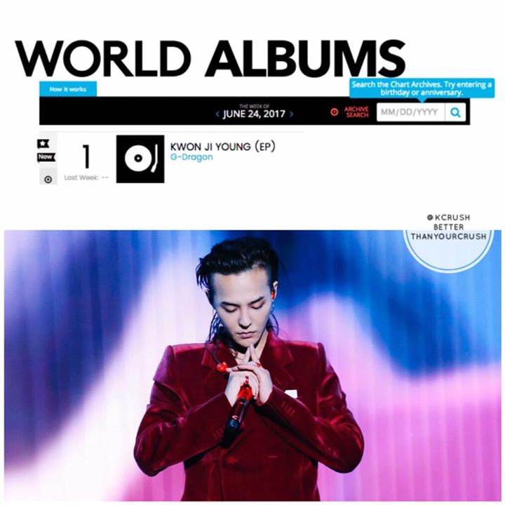 G-Dragon đã giành #1 trên BXH Album thế giới của Billboard tuần 24/6. Billboard tin rằng "chiếc USB 'Kwon Ji Yong' nên được coi là một physical album và G-Dragon là nạn nhân của hệ thống xếp hạng Hàn Quốc. Đội ngũ xếp hạng cần cân nhắc lại về chính sách c