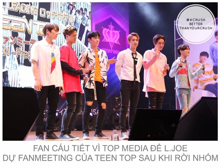 Theo c&aacute;c fan, Teen Top đ&atilde; k&iacute; một bản hợp đồng y&ecirc;u cầu mọi th&agrave;nh vi&ecirc;n phải tham dự một buổi fanmeeting to&agrave;n cầu v&agrave;o th&aacute;ng 6. L.Joe &ndash; người đ&atilde; ch&iacute;nh thức rời nh&oacute;m v&agrave;o th&aacute;ng 2, được cho rằng kh&ocirc;ng c&oacute; sự lựa chọn n&agrave;o kh&aacute;c ngo&agrave;i phải tham gia sự kiện n&agrave;y theo 