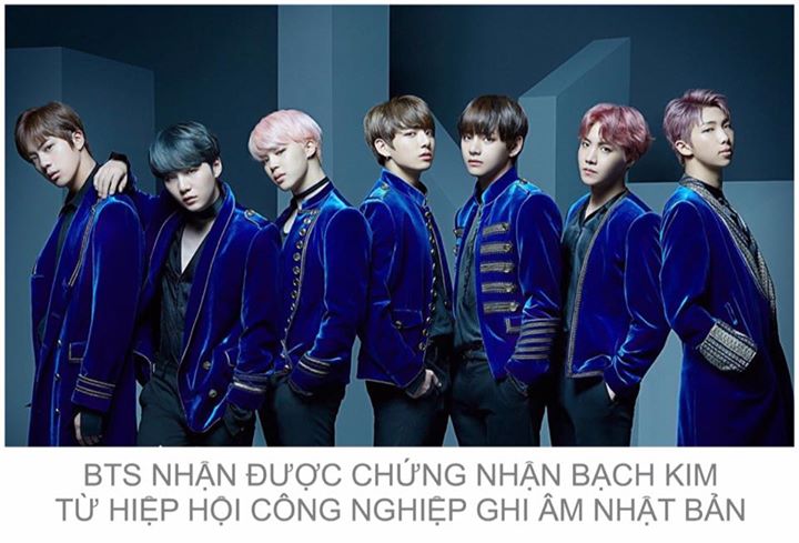 Với thành tích bán được 250.000 bản cho single tiếng Nhật "Blood, Sweat and Tears", BTS lần đầu tiên được RIAJ trao tặng danh hiệu đĩa Bạch kim. Bình thường đối với các nghệ sĩ Hàn Quốc có thể tốn nhiều tháng, tuy nhiên BTS lại chỉ cần 2 tuần để đạt được 