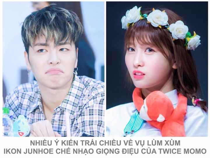 Vào 22/6, iKON được mời làm DJ đặc biệt cho chương trình ‘Youngstreet Radio.’ Tại đây, thành viên Koo Junhoe đã nhái lại giọng điệu khi nói của TWICE Momo. Một số fan rất tức giận vì dường như nam idol đã chế giễu phát âm tiếng Hàn của Momo nhằm mục đích 