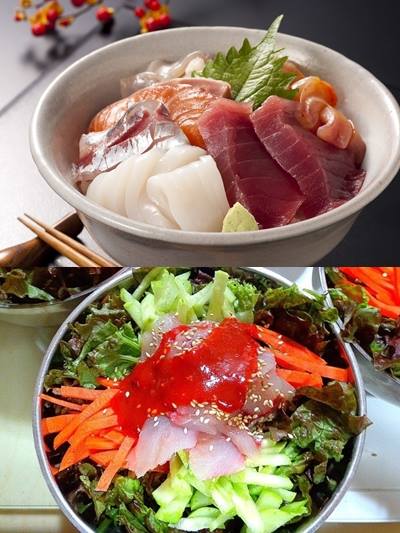 Instiz: Cơm sashimi của Nhật vs cơm sashimi của H&agrave;n  
